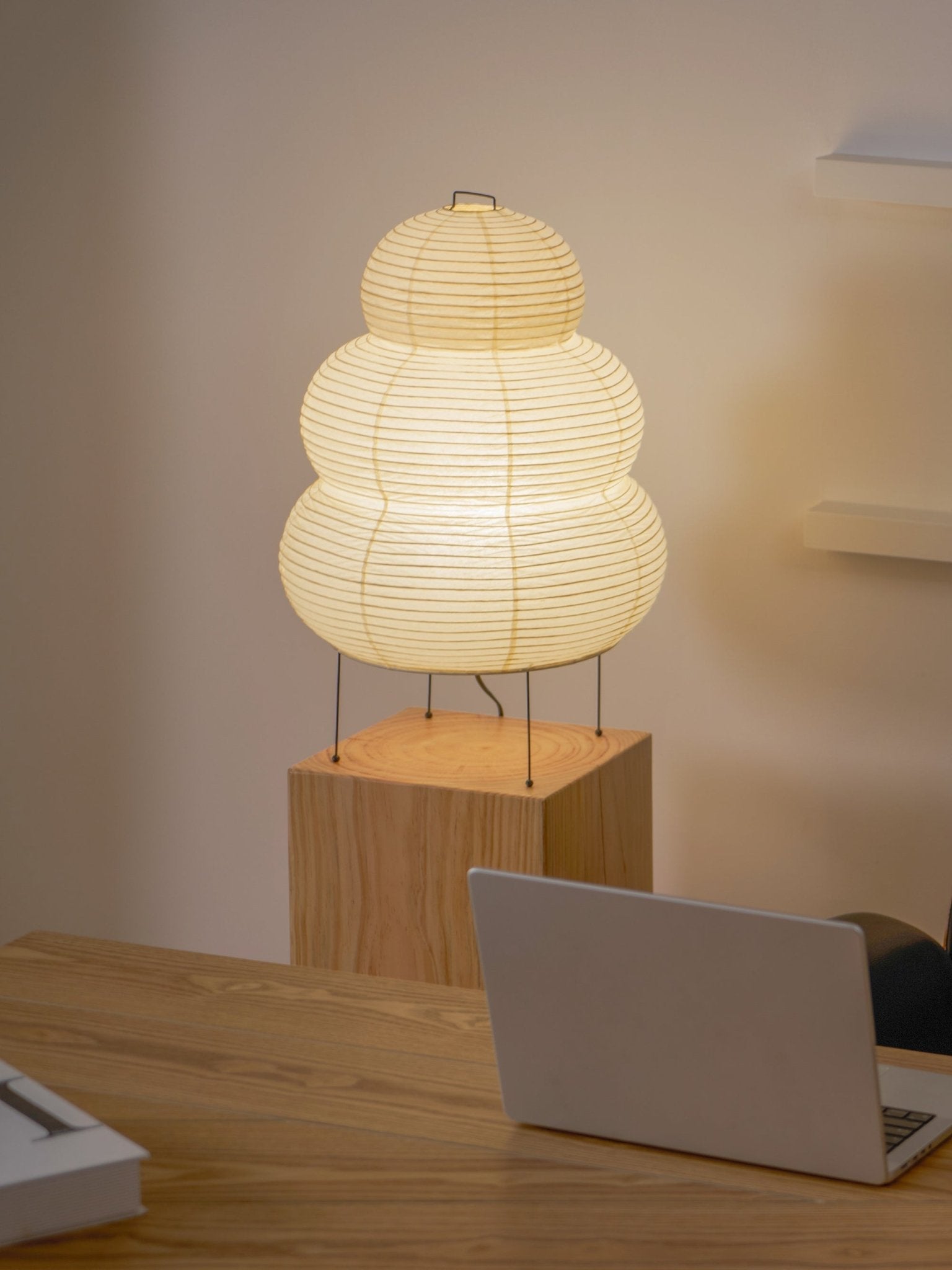Table Lamp Rice Paper 16.9 in Indoor LED Bedroom Desk Nightstand Light | Thomler