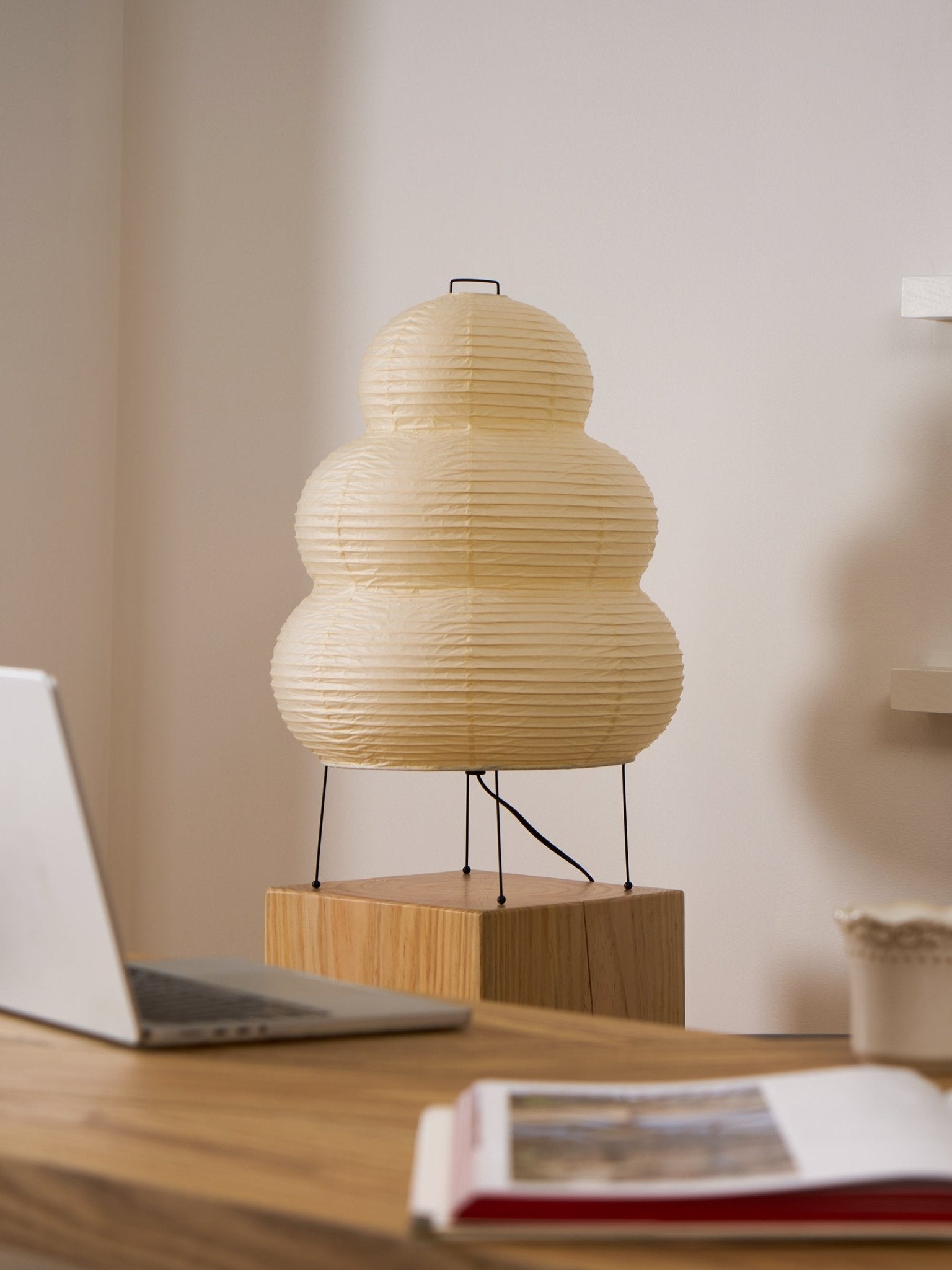 Table Lamp Rice Paper 16.9 in Indoor LED Bedroom Desk Nightstand Light | Thomler