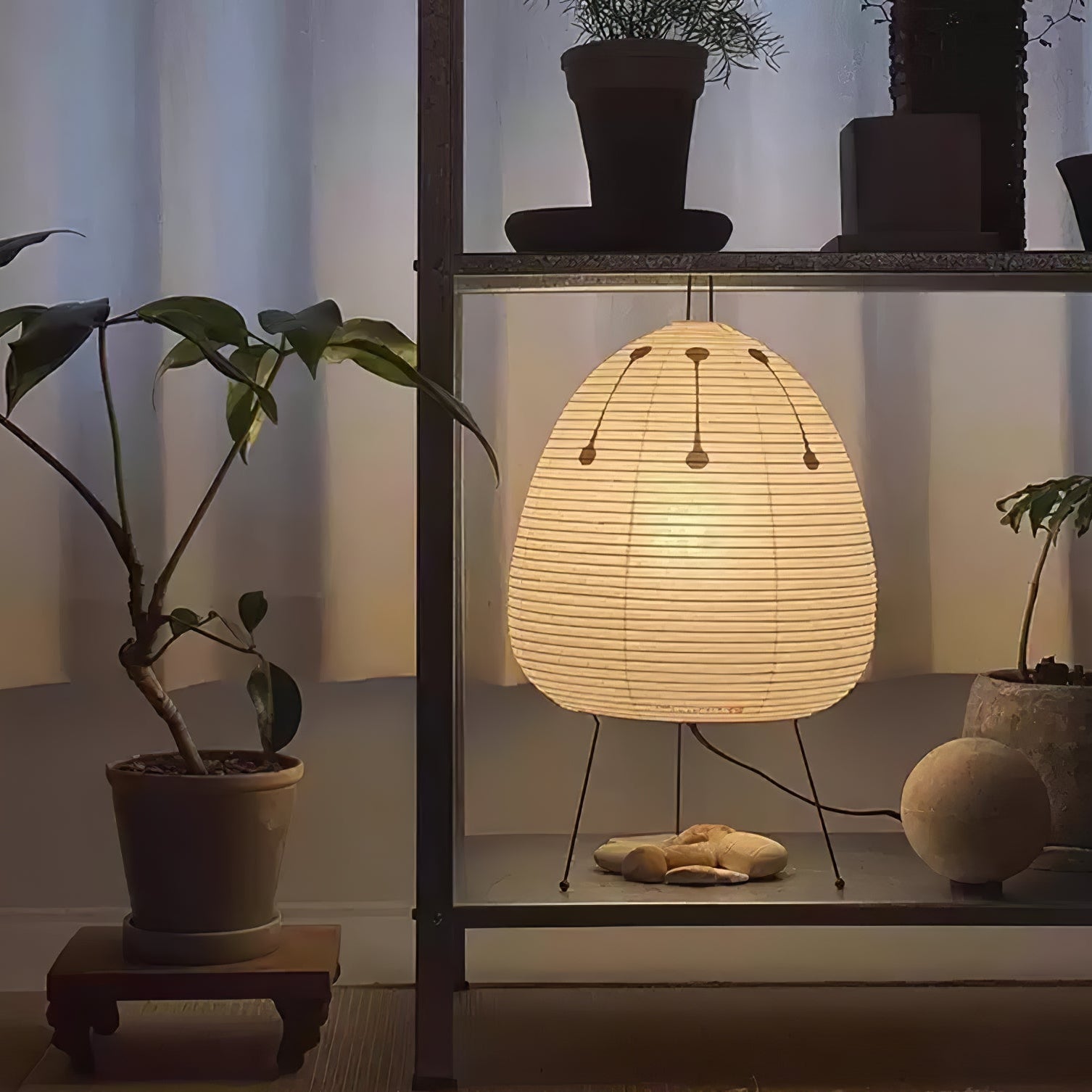 Table Lamp Rice Paper 16.9 in Indoor LED Bedroom Desk Nightstand Light | Thomler