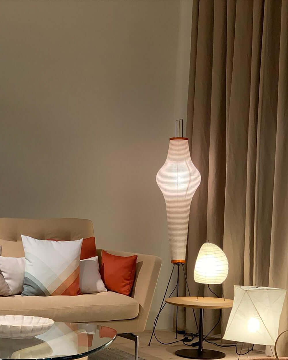 Akari Floor Lamp 47 in Mulberry Paper White Indoor Ambient Lighting Decorative Sculpture | Thomler