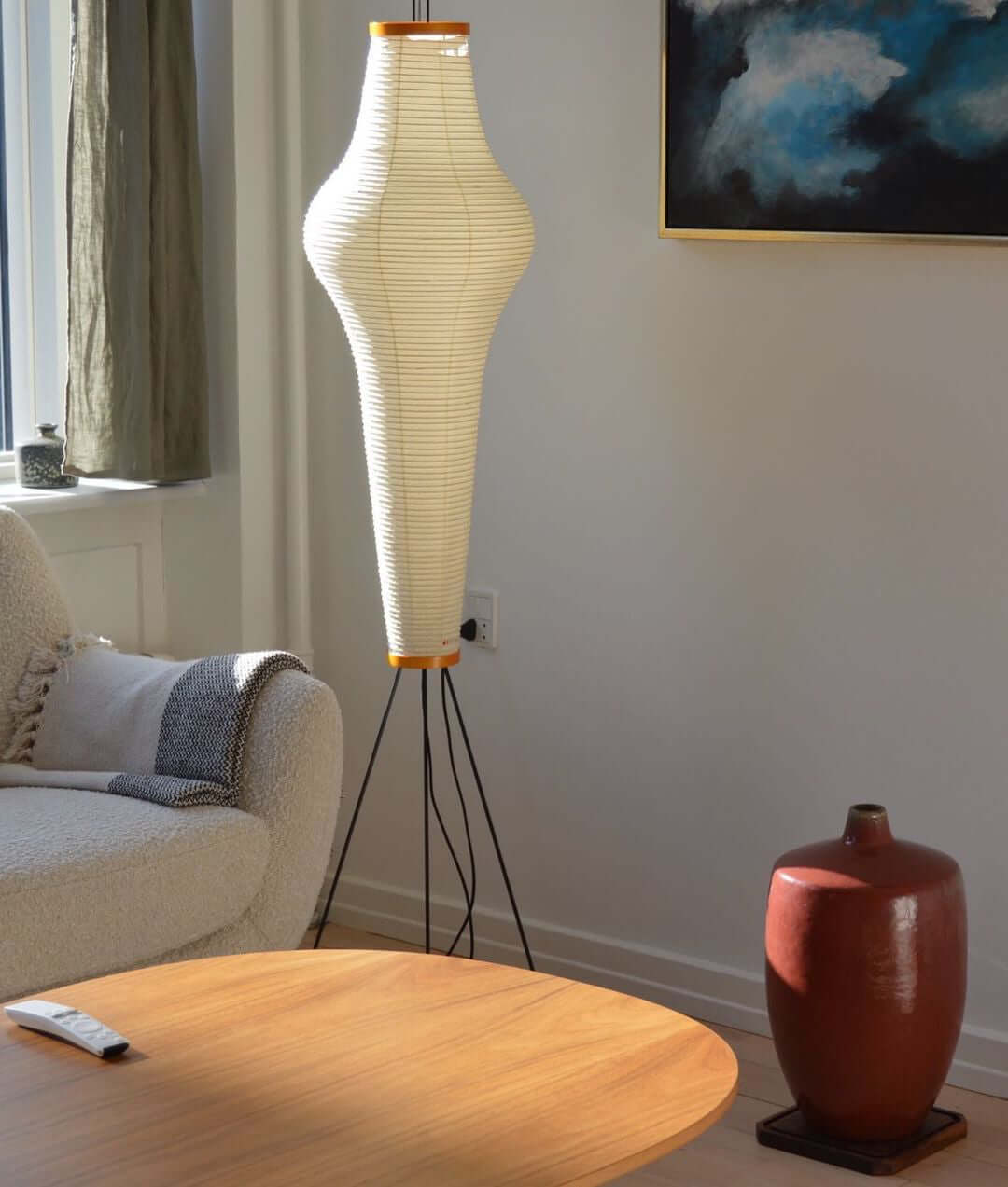 Akari Floor Lamp 47 in Mulberry Paper White Indoor Ambient Lighting Decorative Sculpture | Thomler