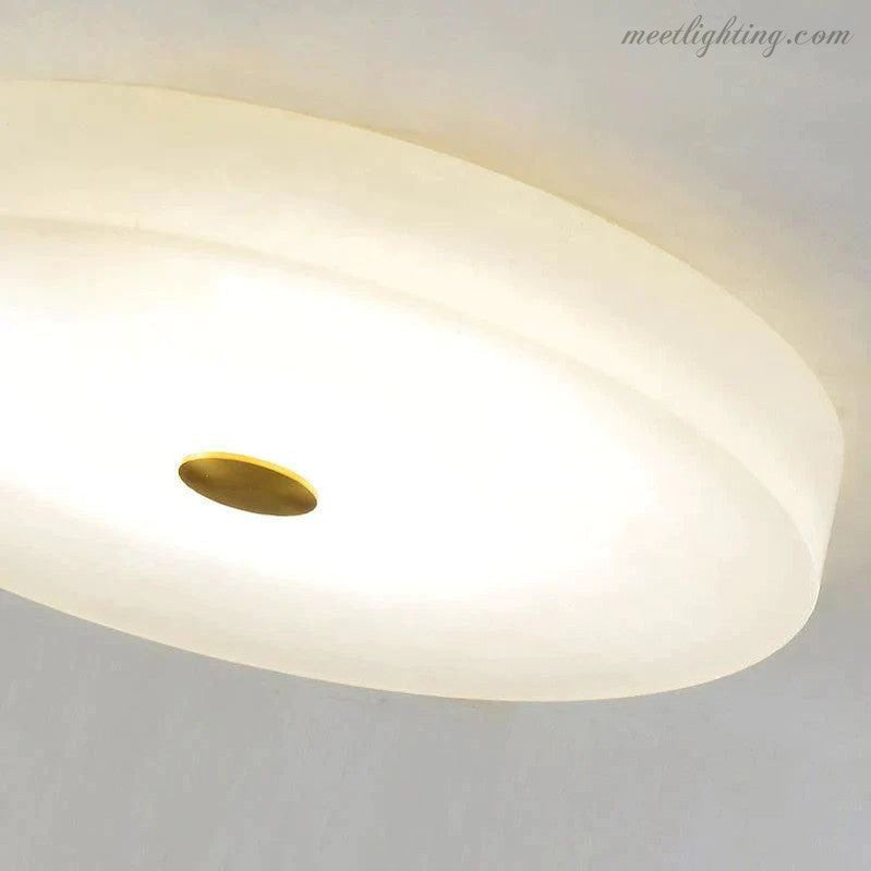Round Natural Stone Flush Mount Ceiling Light with Integrated LED for Living Room Bedroom | Thomler