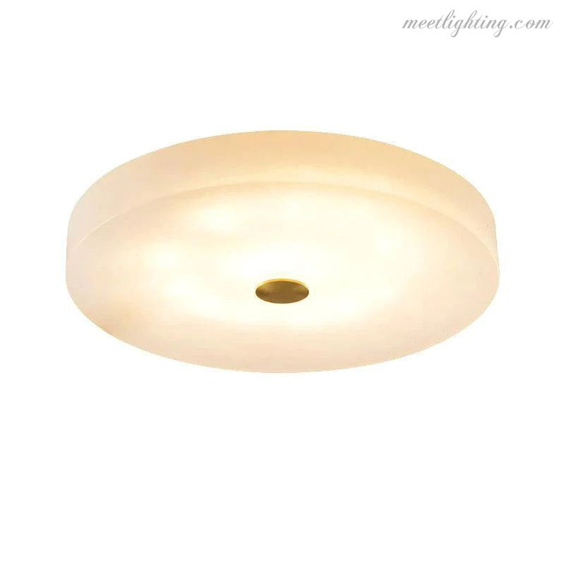 Round Natural Stone Flush Mount Ceiling Light with Integrated LED for Living Room Bedroom | Thomler