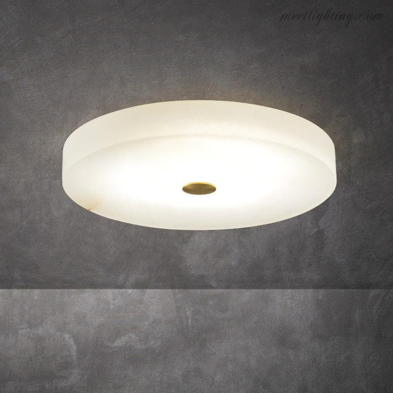 Round Natural Stone Flush Mount Ceiling Light with Integrated LED for Living Room Bedroom | Thomler