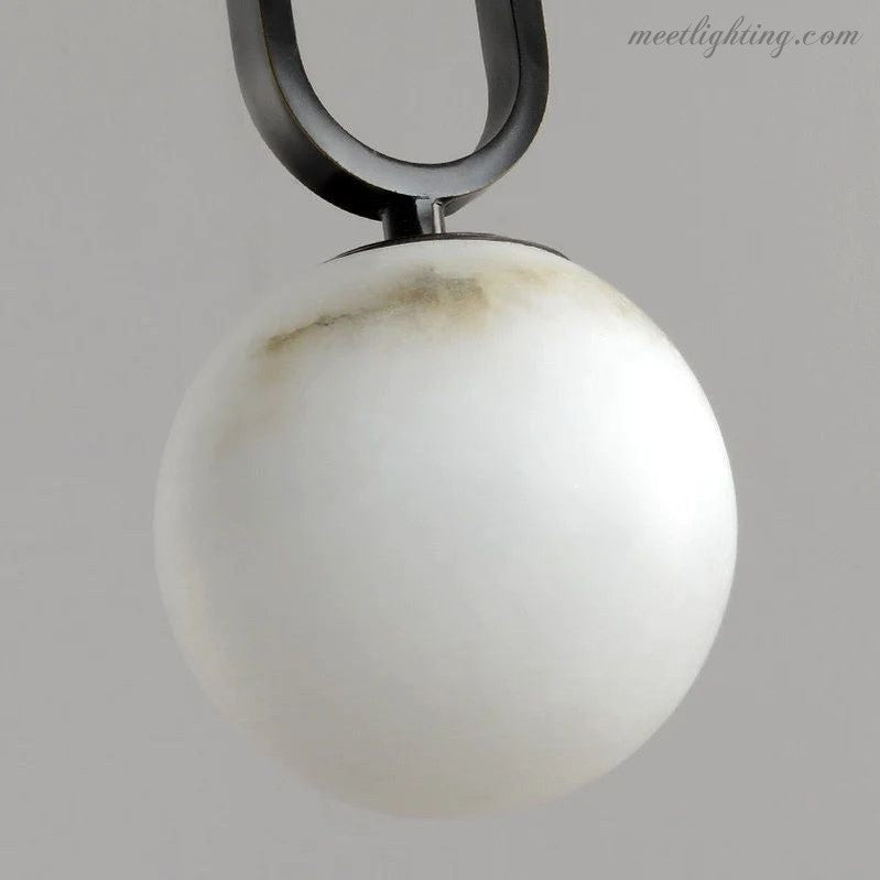 Oval Alabaster Pendant Light with Teardrop Shape for Dining Room & Living Room – Hardwired Ceiling Fixture – G9 Bulb Included | Thomler