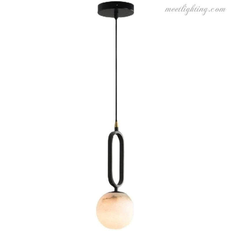 Oval Alabaster Pendant Light with Teardrop Shape for Dining Room & Living Room – Hardwired Ceiling Fixture – G9 Bulb Included | Thomler