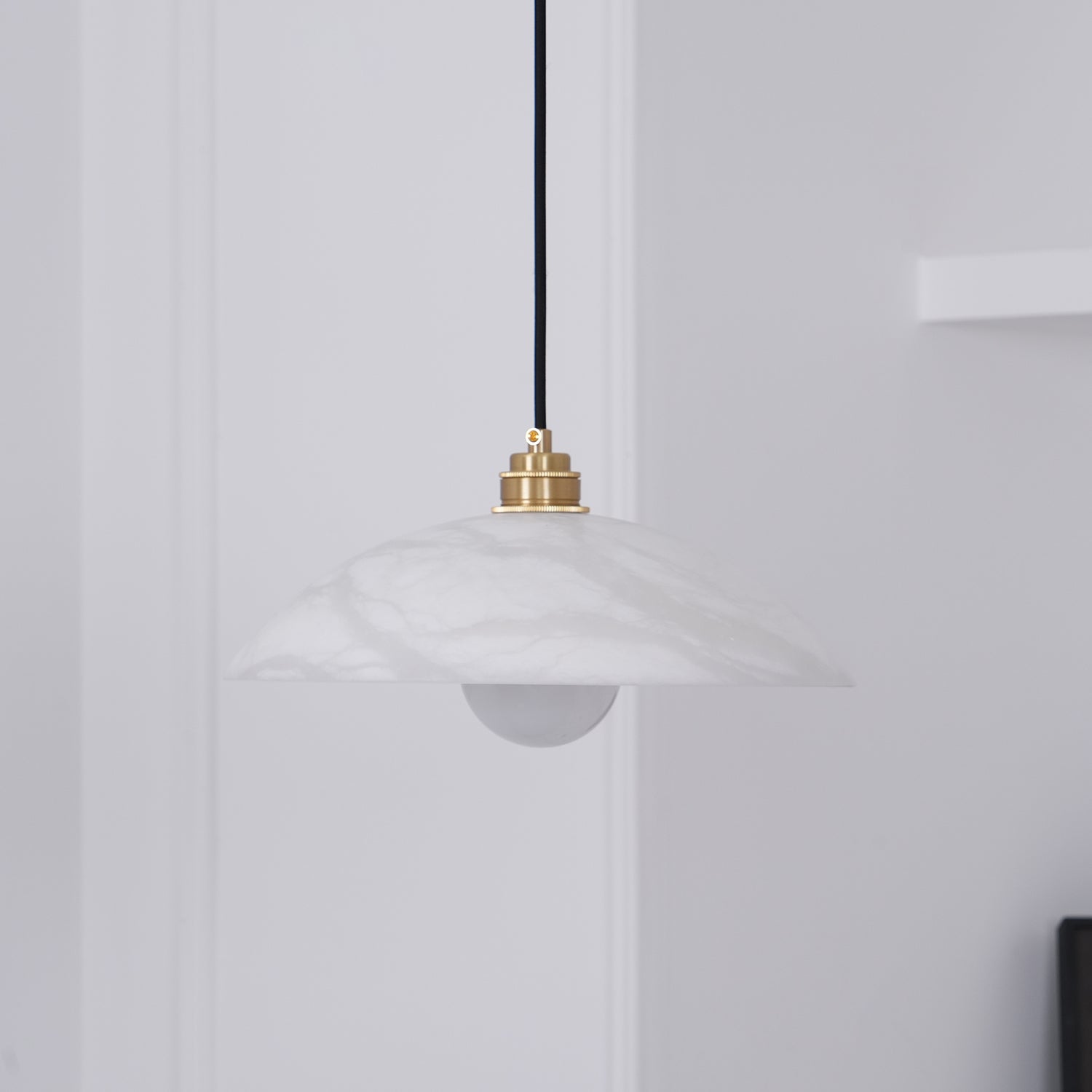 Pendant Light Alabaster Dome 15.7 in White Indoor Ceiling Kitchen Dining Room Hanging Fixture | Thomler