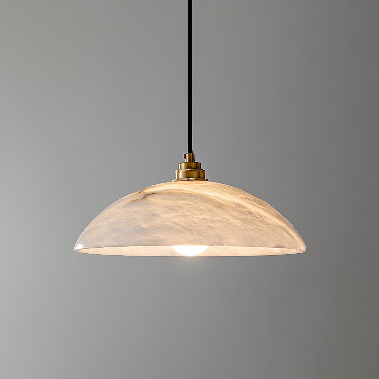 Pendant Light Alabaster Dome 15.7 in White Indoor Ceiling Kitchen Dining Room Hanging Fixture | Thomler