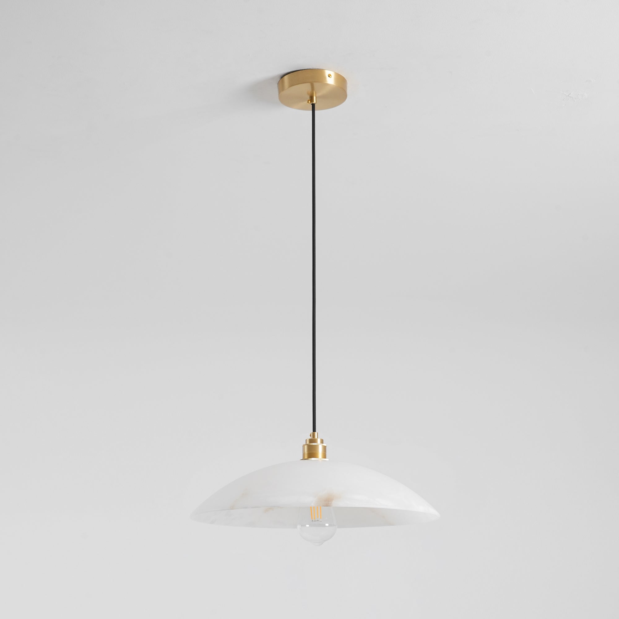 Pendant Light Alabaster Dome 15.7 in White Indoor Ceiling Kitchen Dining Room Hanging Fixture | Thomler