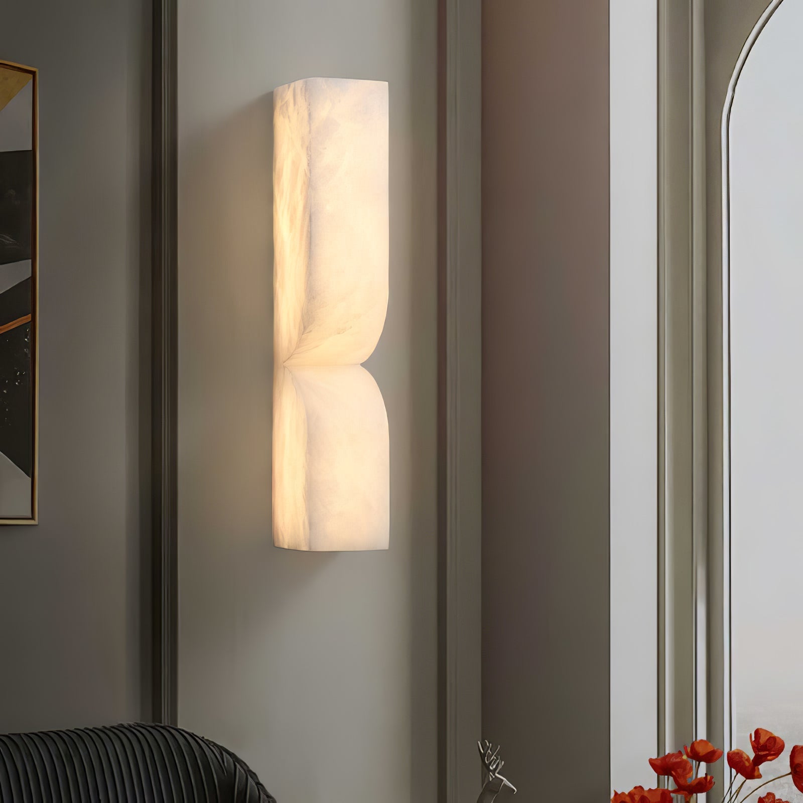 Wall Sconce Alabaster 13.8 in LED Indoor Lighting Gold Black Modern Home Bedroom Living Room Decorative Accent | Thomler