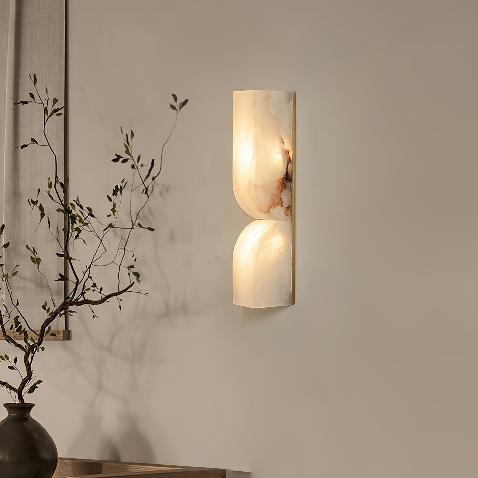 Wall Sconce Alabaster 13.8 in LED Indoor Lighting Gold Black Modern Home Bedroom Living Room Decorative Accent | Thomler