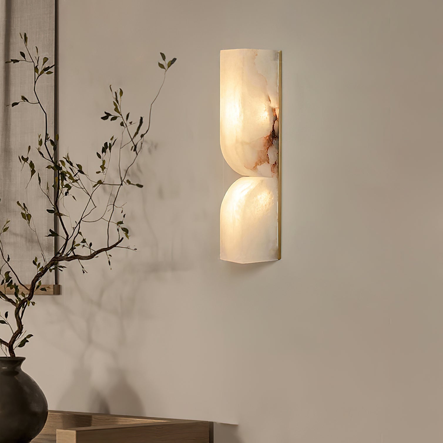 Wall Sconce Alabaster 13.8 in LED Indoor Lighting Gold Black Modern Home Bedroom Living Room Decorative Accent | Thomler