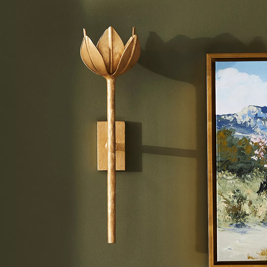 Wall Lamp Metal Flower 11 in Indoor Bedroom Dining Decorative Sconce Floral Sculptural Accent Lighting Fixture | Thomler
