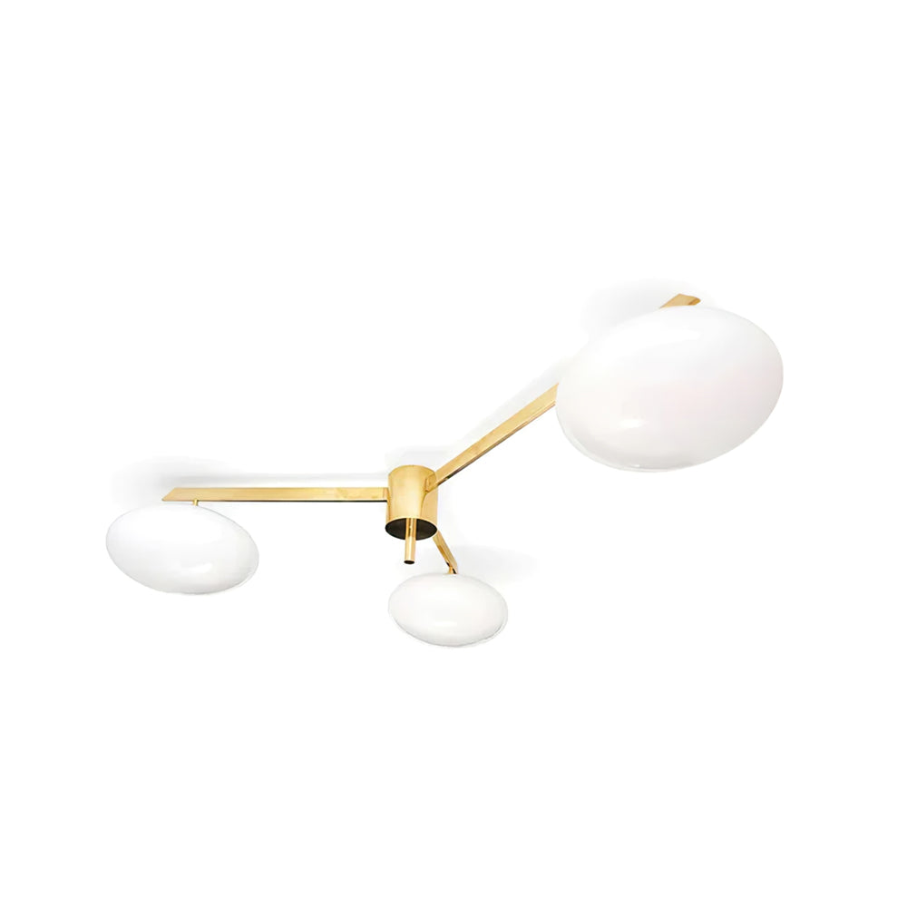 Ceiling Light Brass 44.9 in 5 Head Opal Glass Flush Mount Bedroom Kitchen Art Deco Modern Lighting Fixture | Thomler