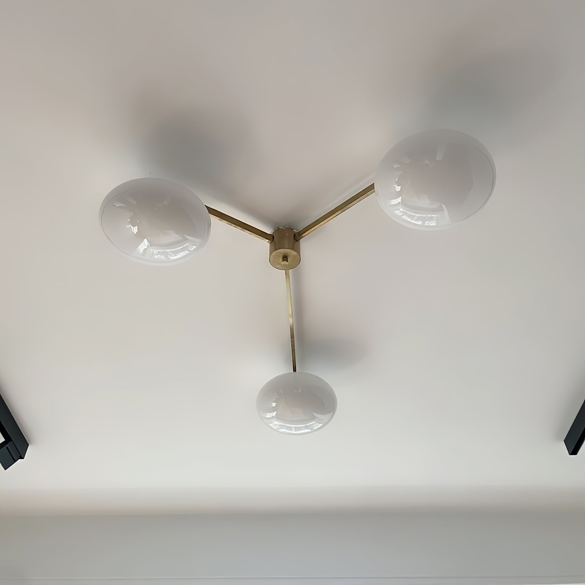 Ceiling Light Brass 44.9 in 5 Head Opal Glass Flush Mount Bedroom Kitchen Art Deco Modern Lighting Fixture | Thomler