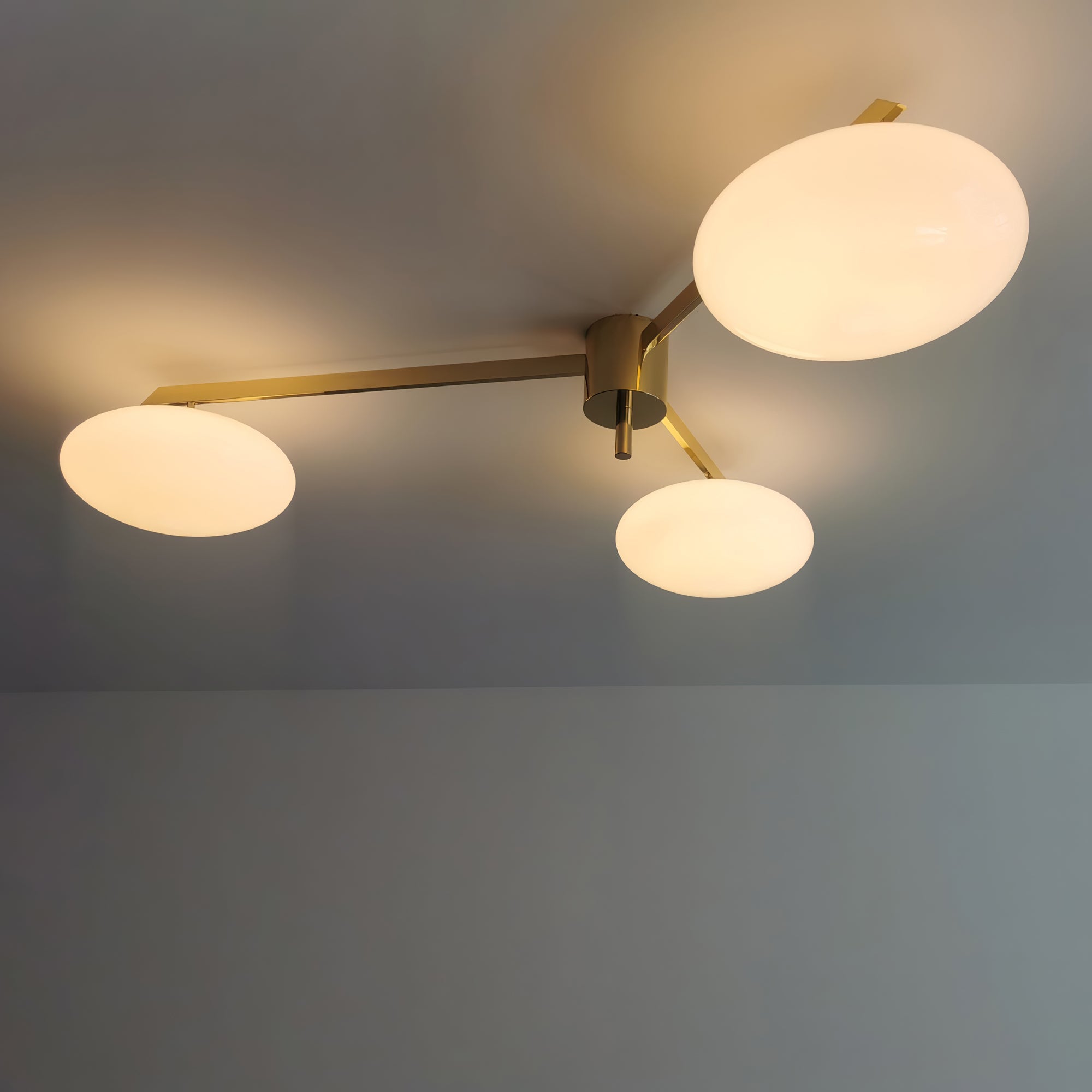 Ceiling Light Brass 44.9 in 5 Head Opal Glass Flush Mount Bedroom Kitchen Art Deco Modern Lighting Fixture | Thomler