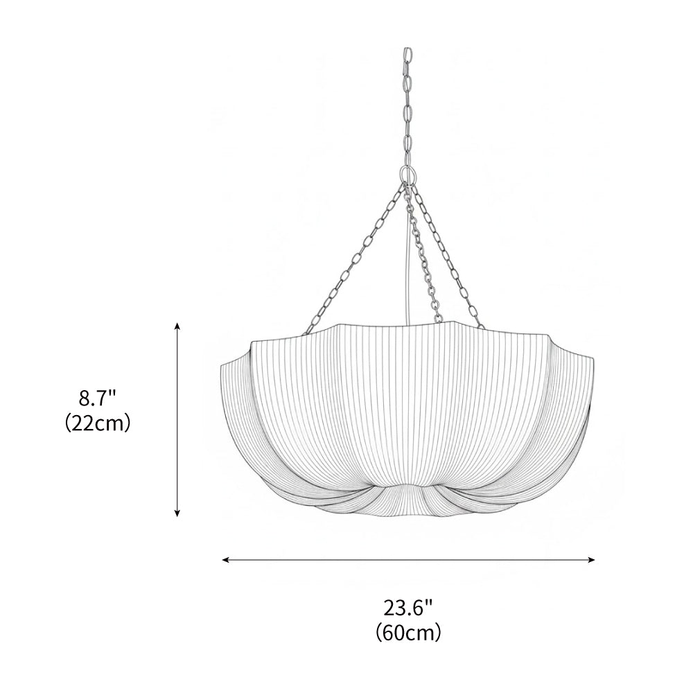 Pendant Light Fabric Bowl Shade 15.7 in Adjustable Dining Room Kitchen Island Hanging Lamp Soft Ambient Lighting | Thomler