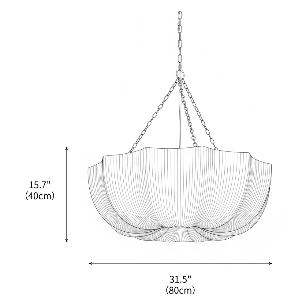 Pendant Light Fabric Bowl Shade 15.7 in Adjustable Dining Room Kitchen Island Hanging Lamp Soft Ambient Lighting | Thomler