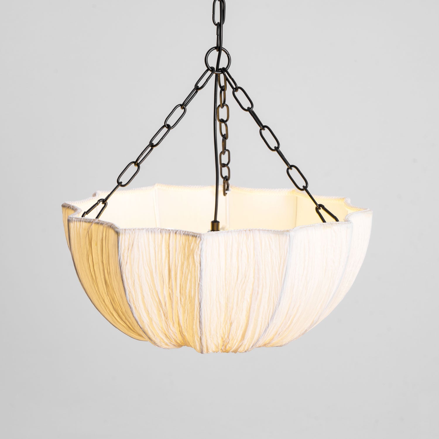 Pendant Light Fabric Bowl Shade 15.7 in Adjustable Dining Room Kitchen Island Hanging Lamp Soft Ambient Lighting | Thomler