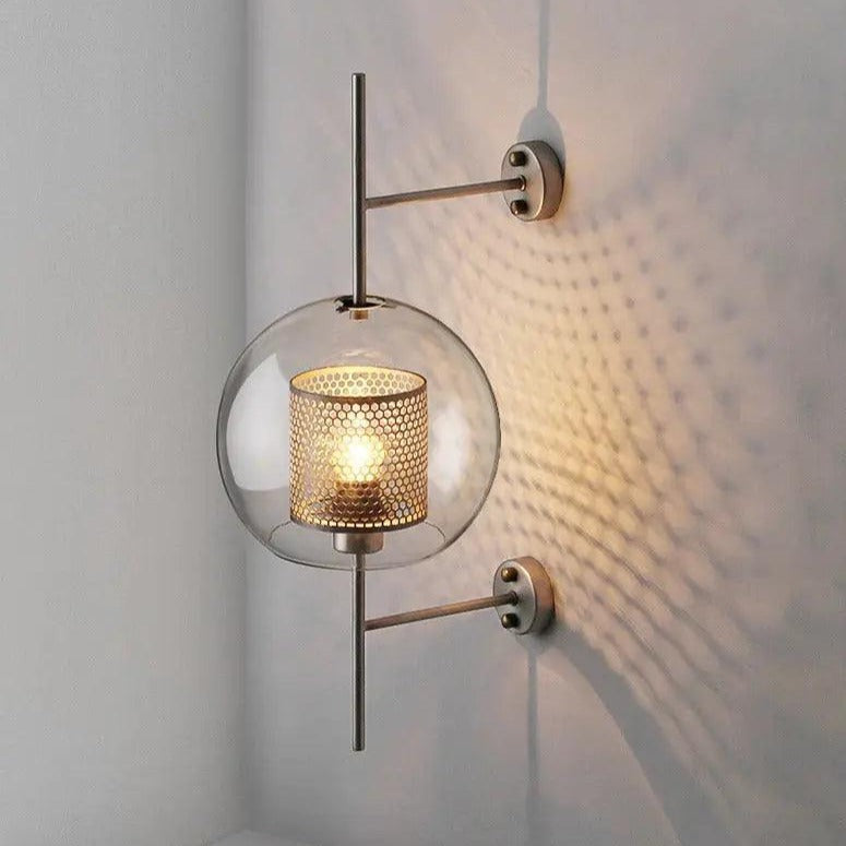 Glass Wall Sconce Light Fixture Gold Chrome Finish for Bathroom Bedroom Living Room Entryway Hallway Modern Minimalist Lighting | Thomler
