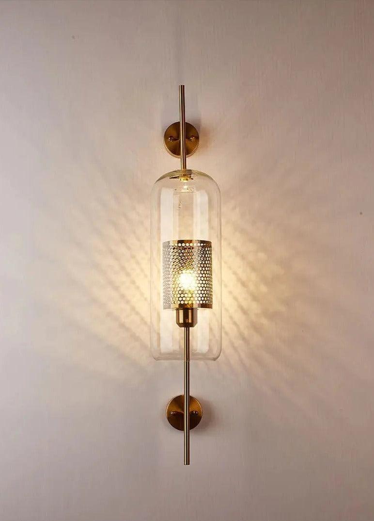 Glass Wall Sconce Light Fixture Gold Chrome Finish for Bathroom Bedroom Living Room Entryway Hallway Modern Minimalist Lighting | Thomler