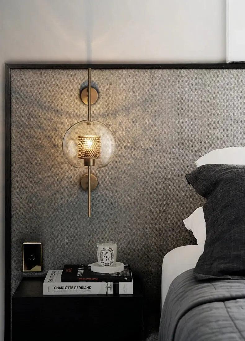 Glass Wall Sconce Light Fixture Gold Chrome Finish for Bathroom Bedroom Living Room Entryway Hallway Modern Minimalist Lighting | Thomler