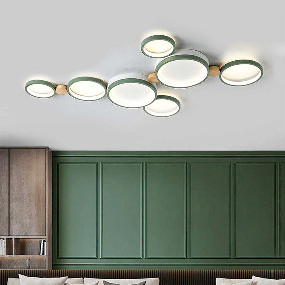 Ceiling Light Iron Wood 20 in Multi-Head Macaron Color Living Room Bedroom Dining Room LED Fixture | Thomler