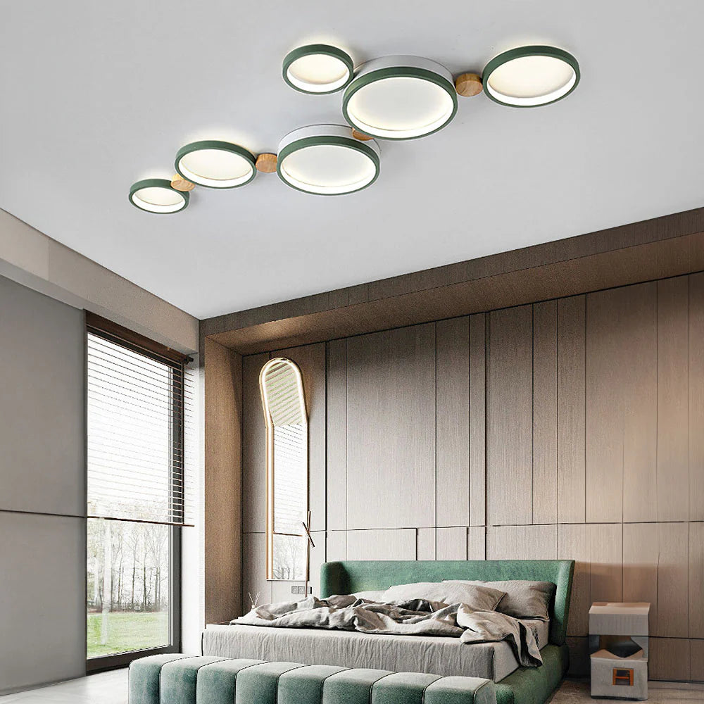 Ceiling Light Iron Wood 20 in Multi-Head Macaron Color Living Room Bedroom Dining Room LED Fixture | Thomler
