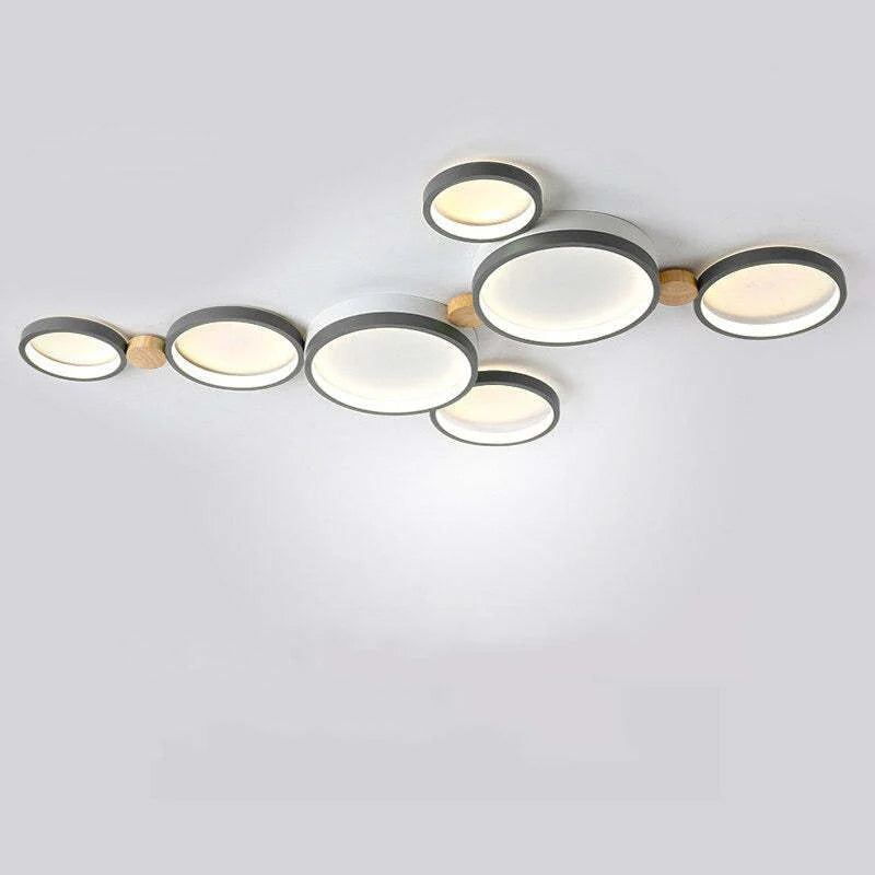 Ceiling Light Iron Wood 20 in Multi-Head Macaron Color Living Room Bedroom Dining Room LED Fixture | Thomler