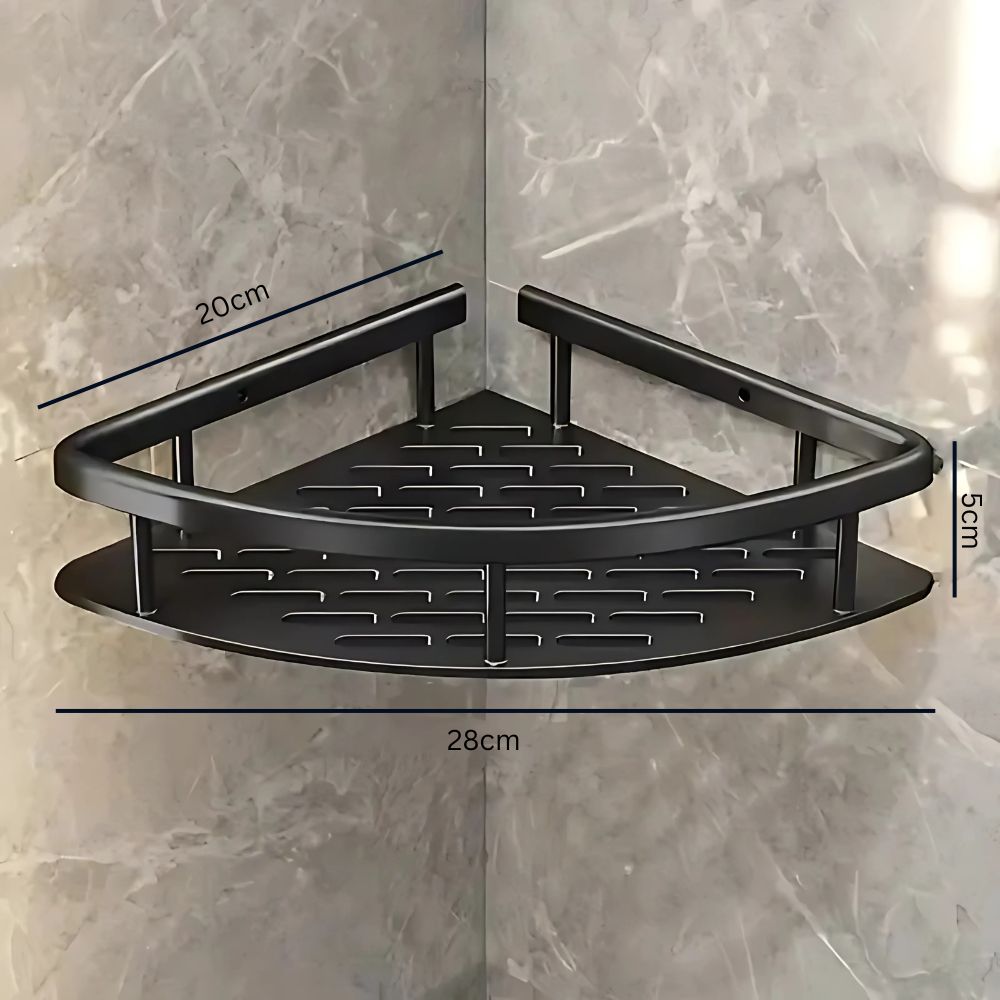 Wall-Mounted Bathroom Storage Rack with Hook, Aluminum Shower Organizer Caddy, Rustproof No-Drill Shelf for Shampoo & Soap, Single or | Thomler