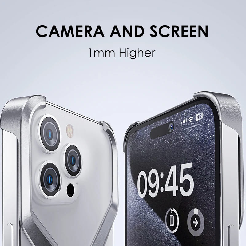 Minimalist Metal Frame Phone Case for iPhone 14, 15, 16 & 17 – Ultra-Lightweight Drop Protection with X-Frame Design | Thomler