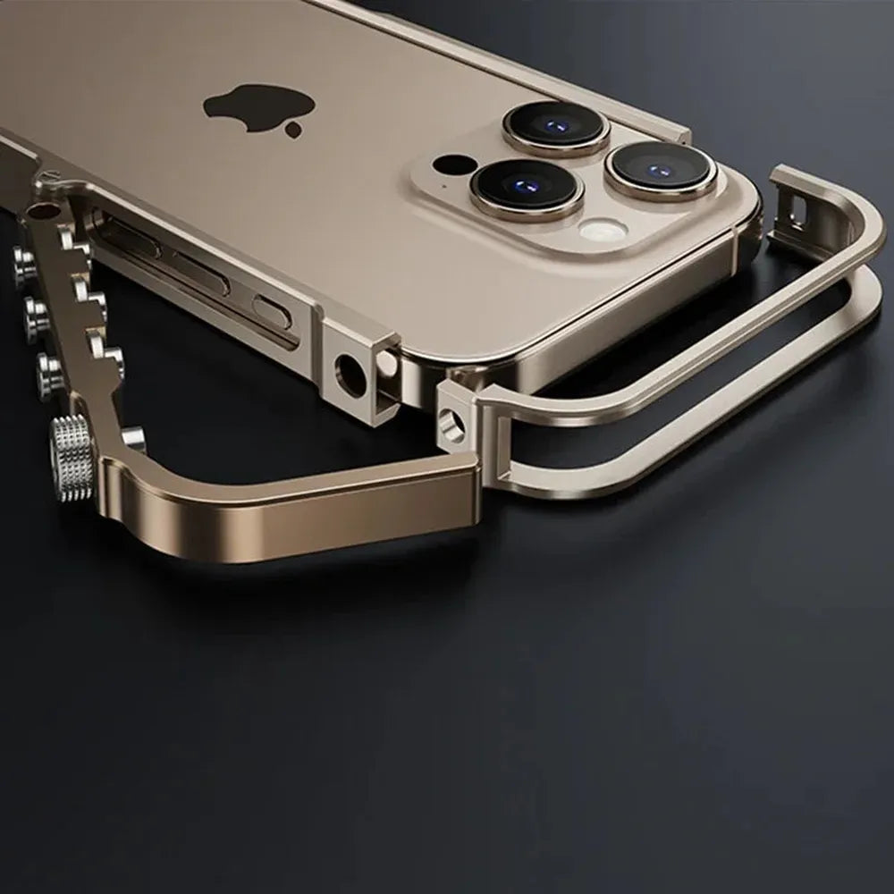 Aluminum Metal Frame Phone Case for iPhone 13-17 Pro Max – Shock Absorbing, Raised Edge Protection, Precision Cutouts – Cosmic Orange & | Thomler