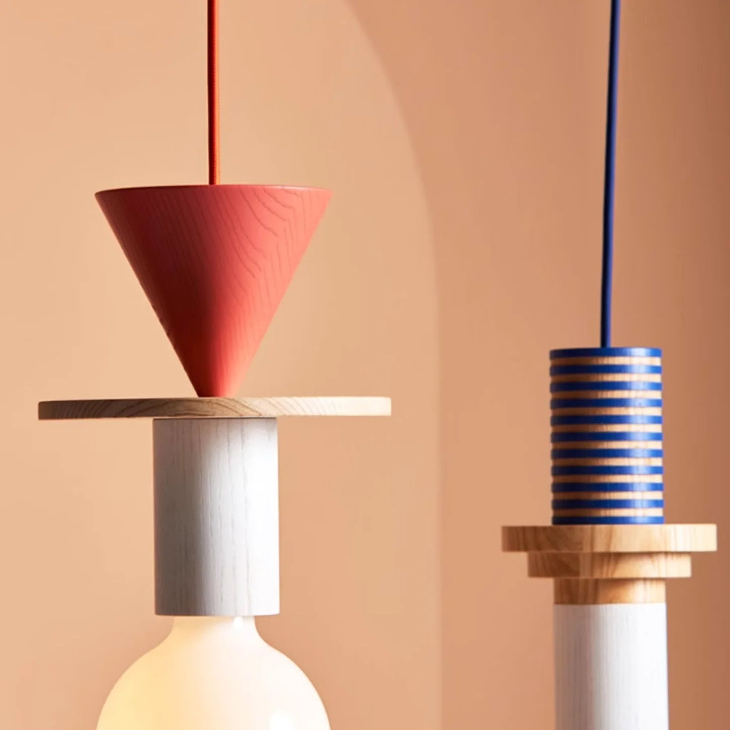 Pendant Light Wood 7.5 in to 16.5 in Multicolor Geometric Dining Living Room Ceiling Lamp Modern Home Decor | Thomler