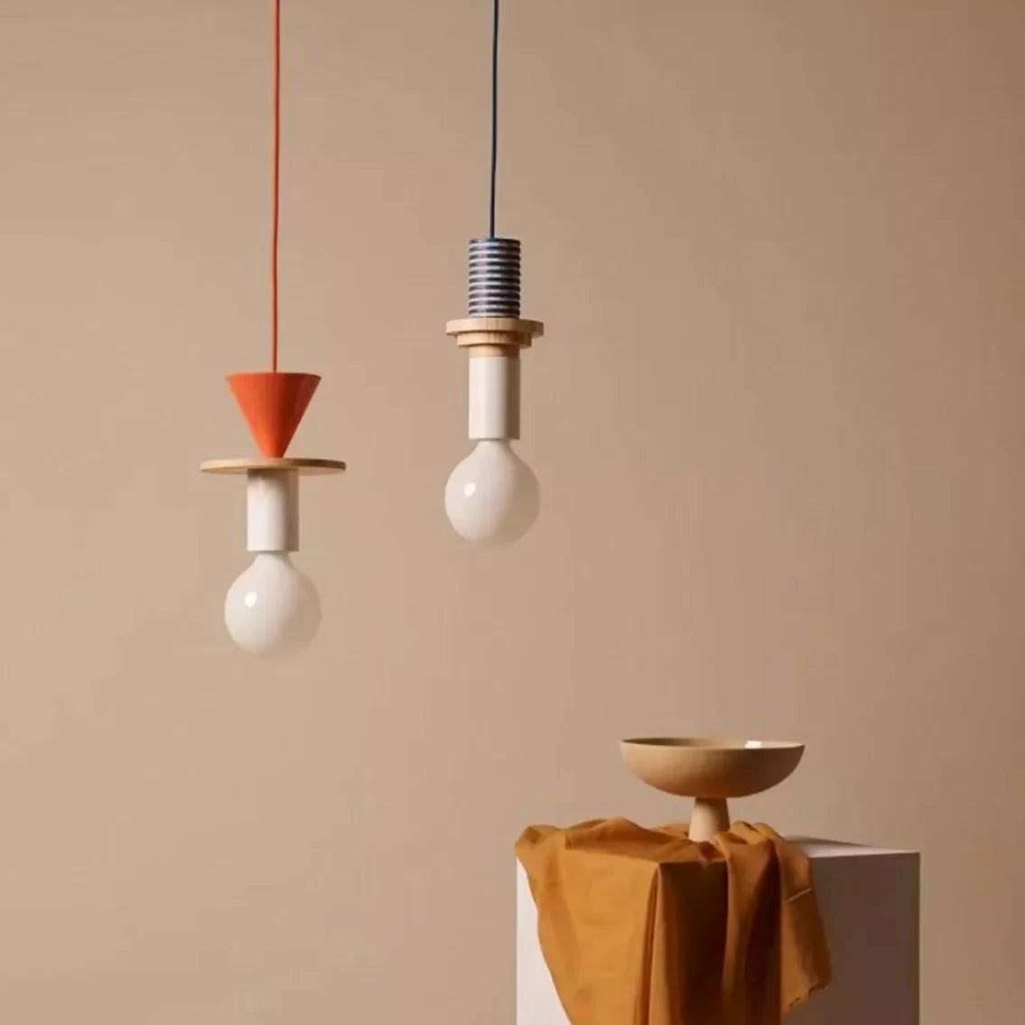 Pendant Light Wood 7.5 in to 16.5 in Multicolor Geometric Dining Living Room Ceiling Lamp Modern Home Decor | Thomler