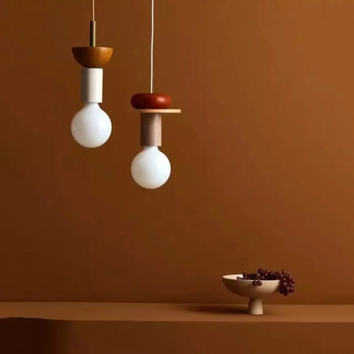 Pendant Light Wood 7.5 in to 16.5 in Multicolor Geometric Dining Living Room Ceiling Lamp Modern Home Decor | Thomler
