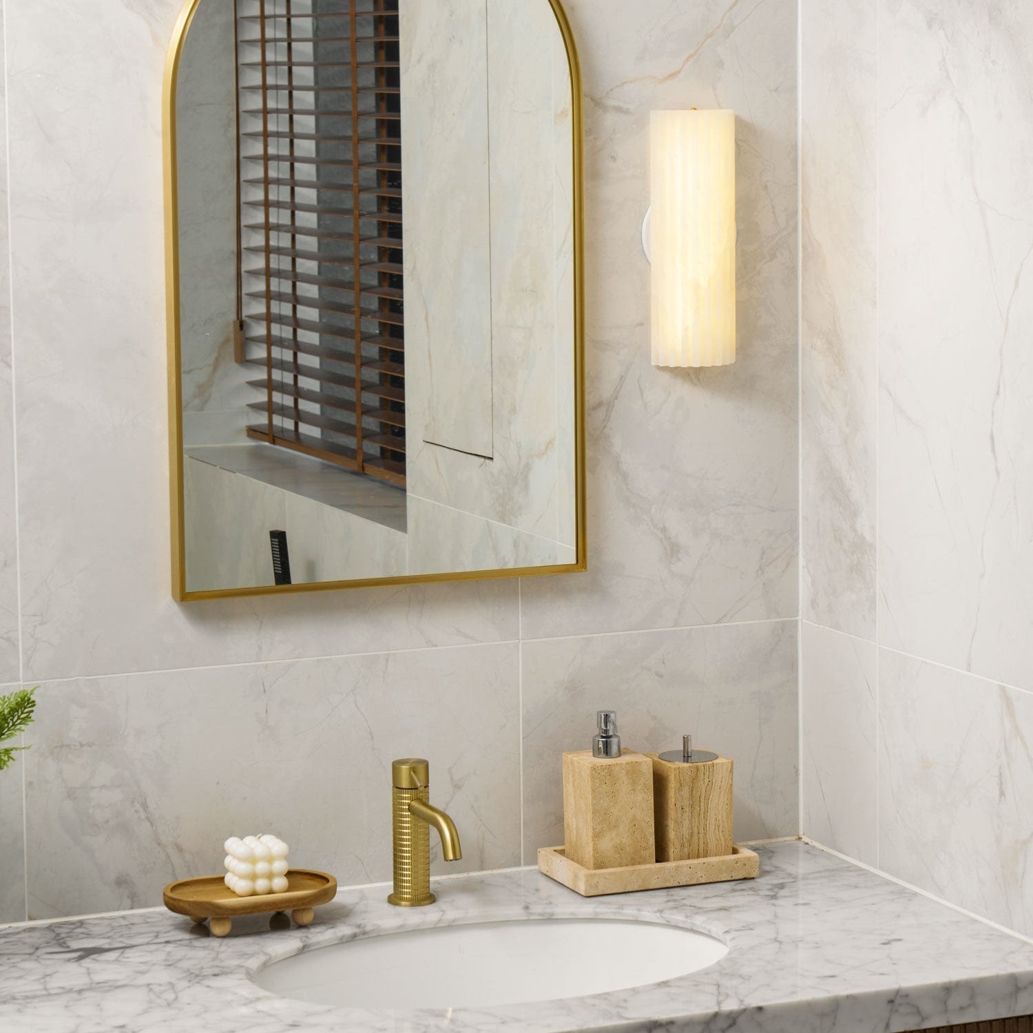 Wall Light Alabaster LED 11.8 in Indoor Bathroom Vanity Hallway Sconce Modern Vertical Lighting Fixture | Thomler
