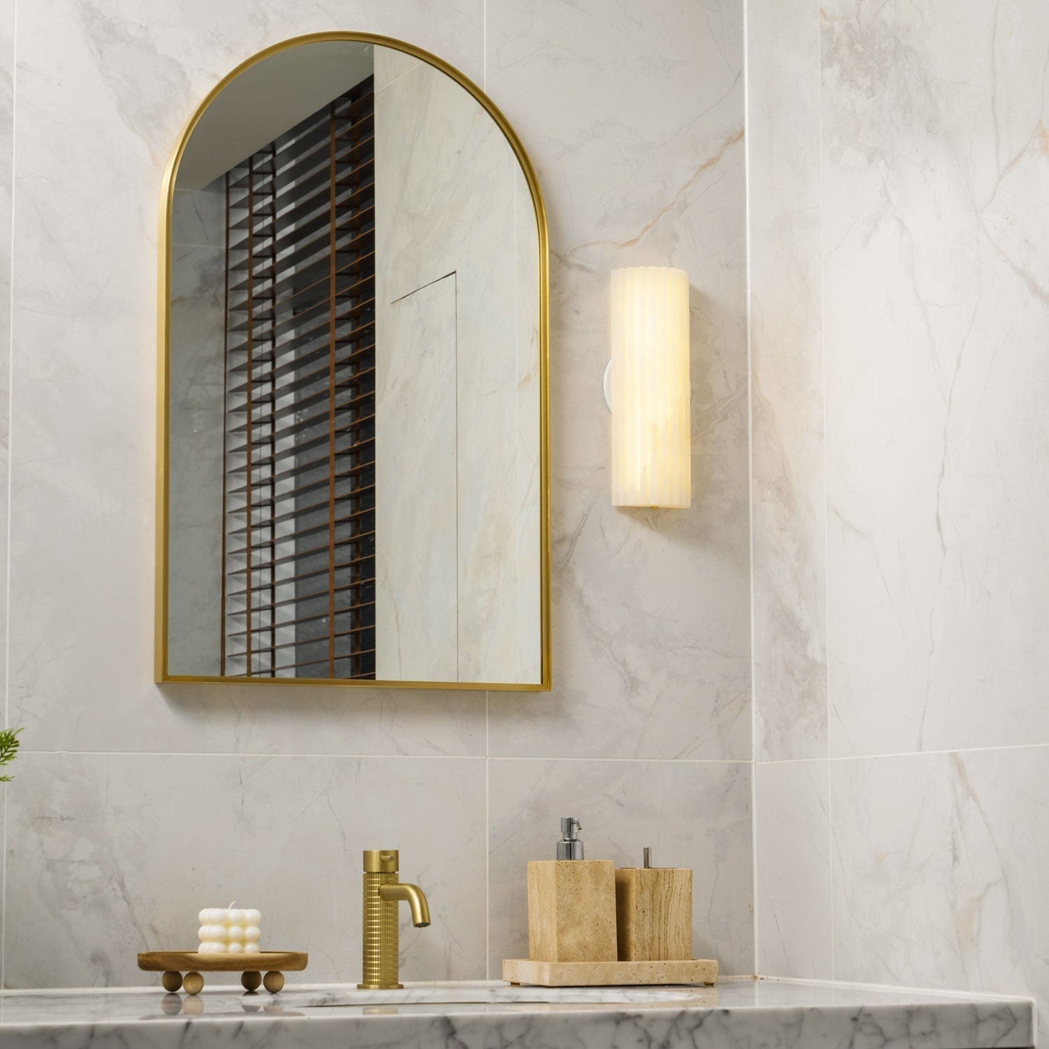 Wall Light Alabaster LED 11.8 in Indoor Bathroom Vanity Hallway Sconce Modern Vertical Lighting Fixture | Thomler