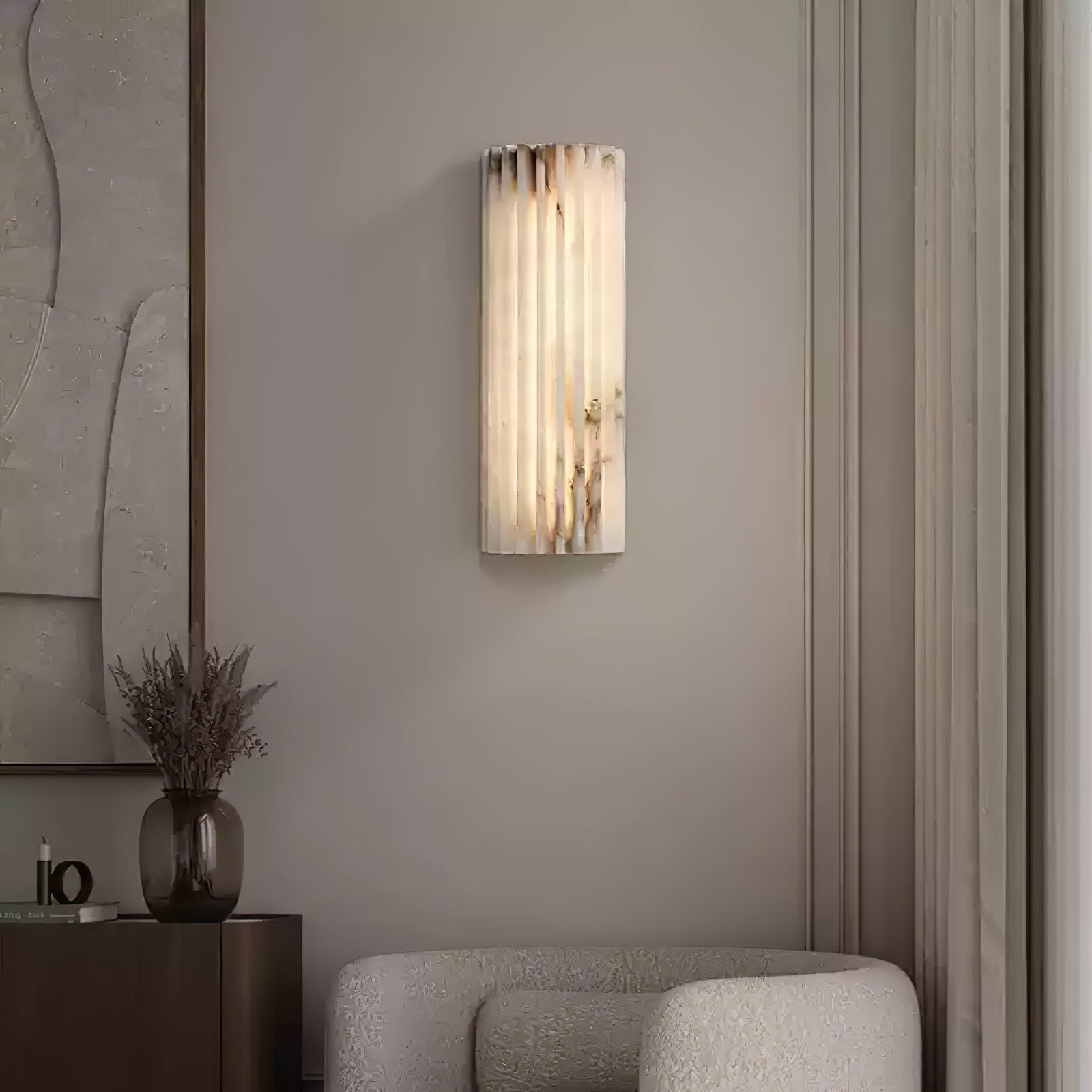 Wall Light Alabaster LED 11.8 in Indoor Bathroom Vanity Hallway Sconce Modern Vertical Lighting Fixture | Thomler
