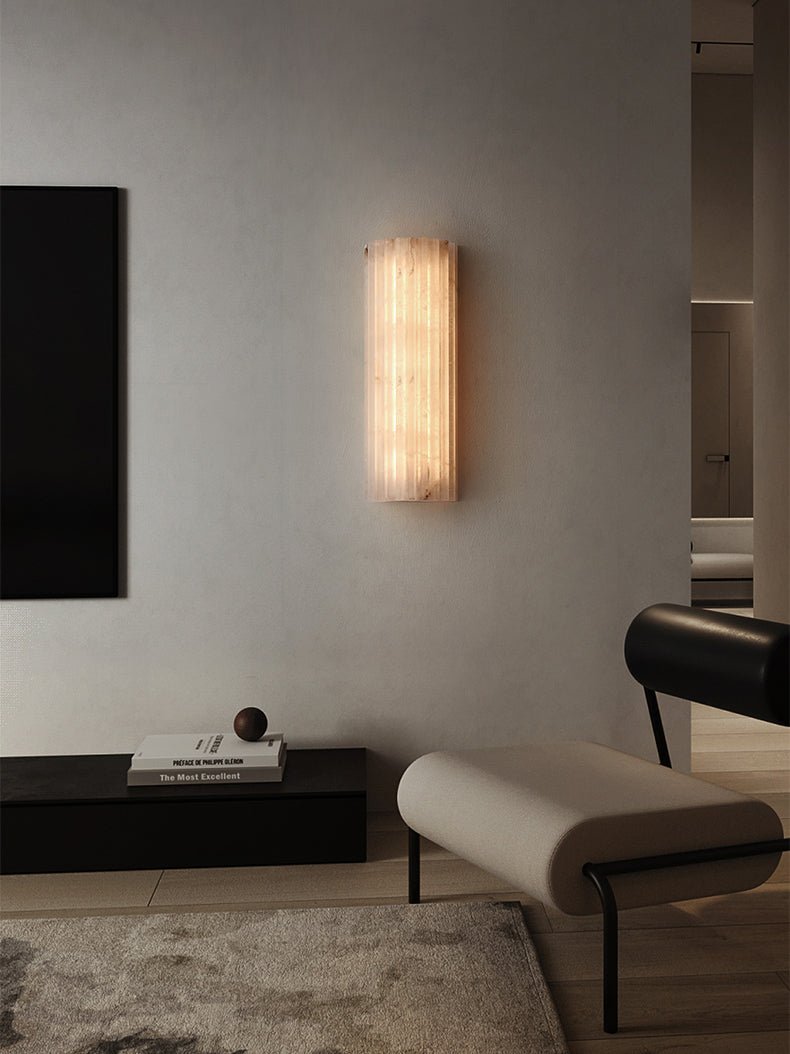 Alabaster Wall Light 11.8 in Integrated LED Indoor Ribbed Sconce Bedroom Hallway Ambient Lighting Fixture | Thomler
