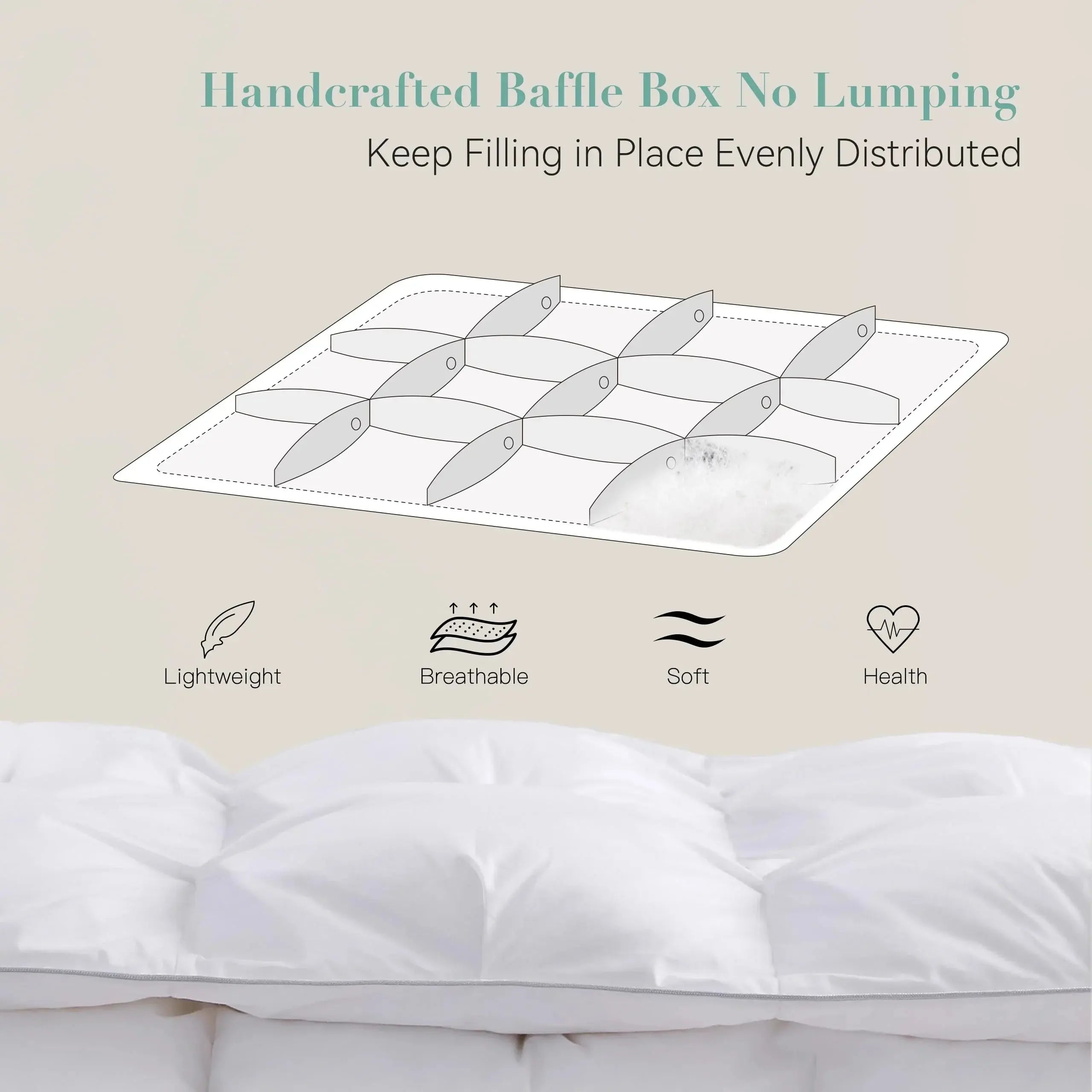 White Goose Down Comforter with Pinch Pleat Design - All-Season Medium Weight Duvet, 750 Fill Power, Breathable Insulation for Year-Round | Thomler
