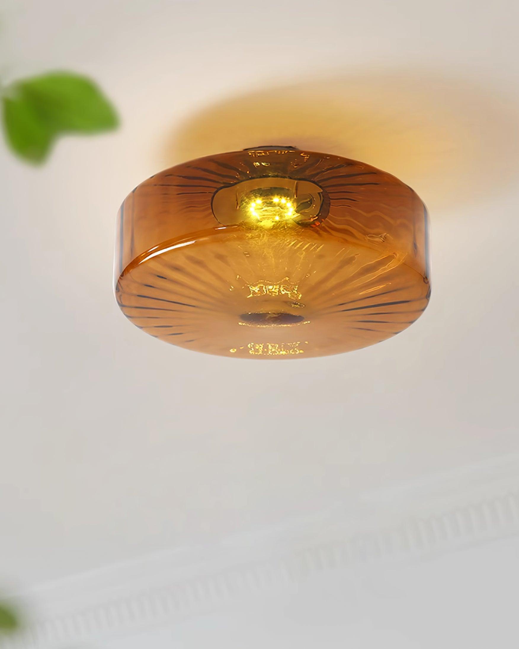 Ceiling Light Glass 14.9 in Amber Warm White 10W Bedroom Hallway Corridor Lighting | Thomler