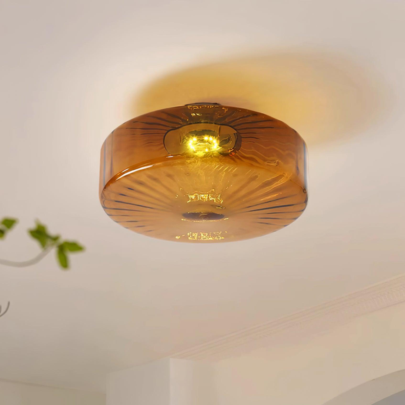Ceiling Light Glass 14.9 in Amber Warm White 10W Bedroom Hallway Corridor Lighting | Thomler