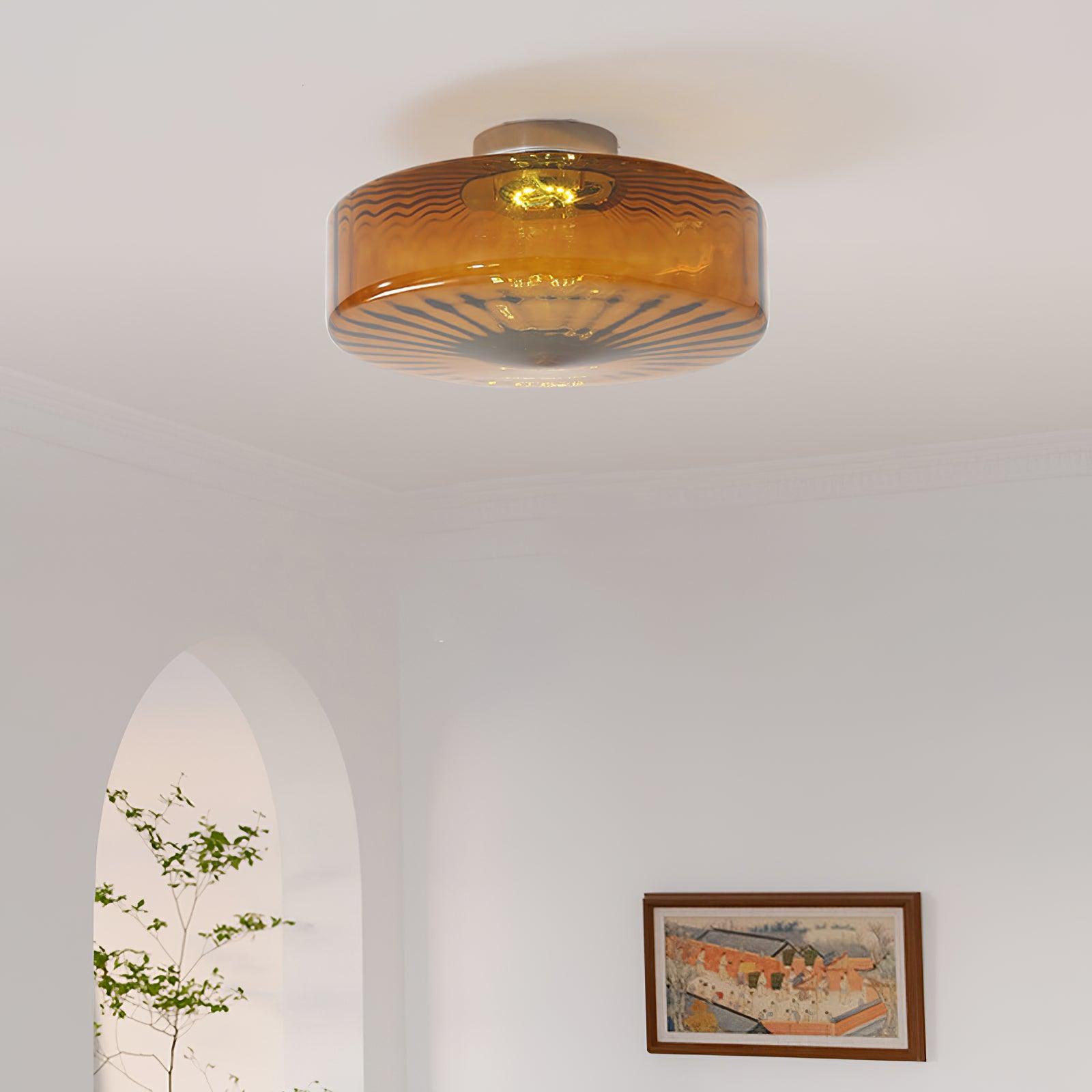 Ceiling Light Glass 14.9 in Amber Warm White 10W Bedroom Hallway Corridor Lighting | Thomler