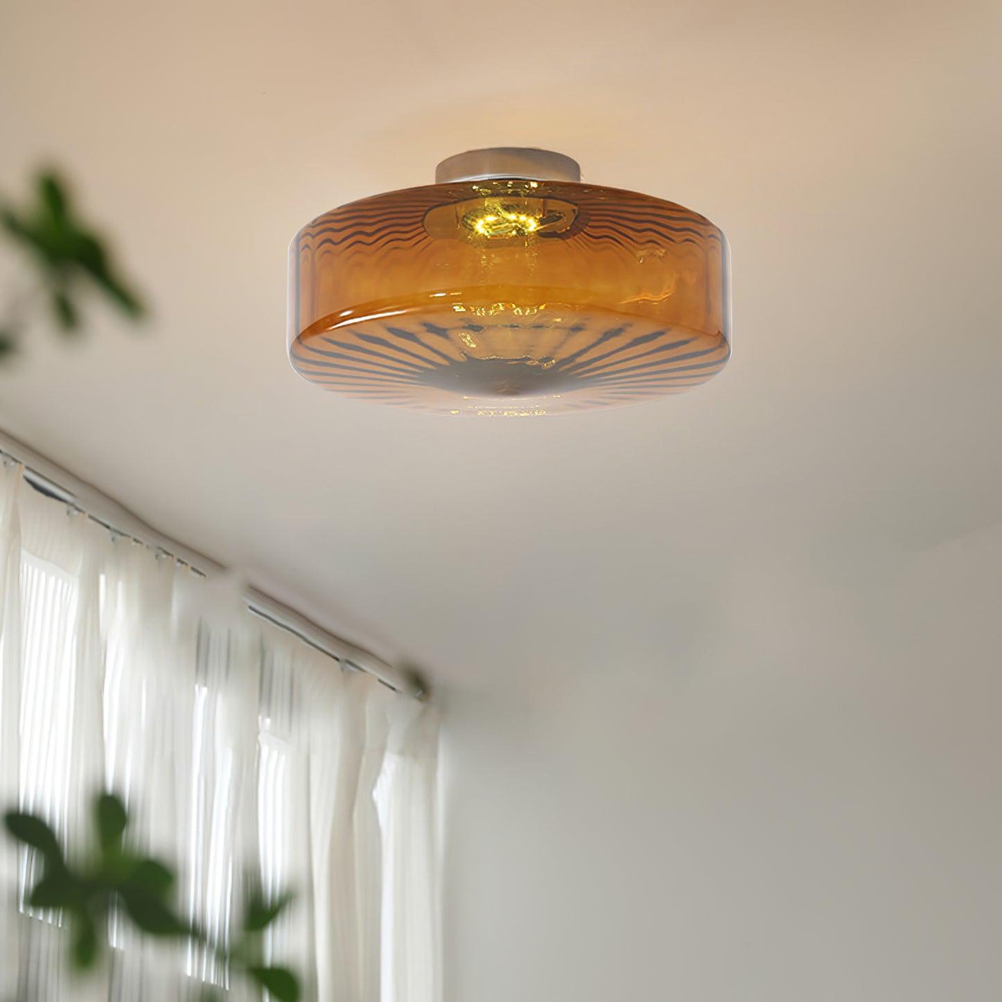 Ceiling Light Glass 14.9 in Amber Warm White 10W Bedroom Hallway Corridor Lighting | Thomler