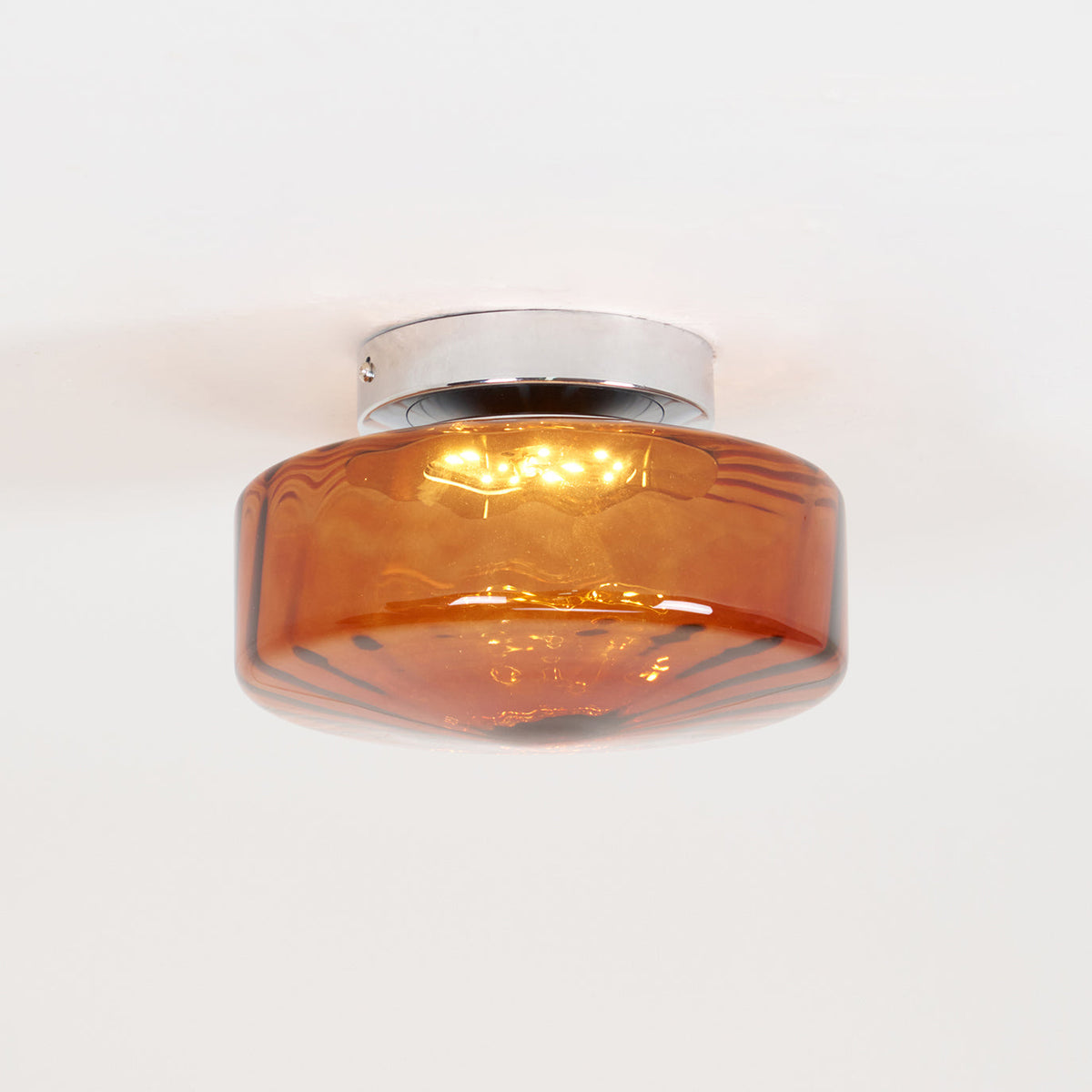 Sunburst Textured Flush Mount Light with Golden Amber Shade for Bedrooms & Hallways | Thomler
