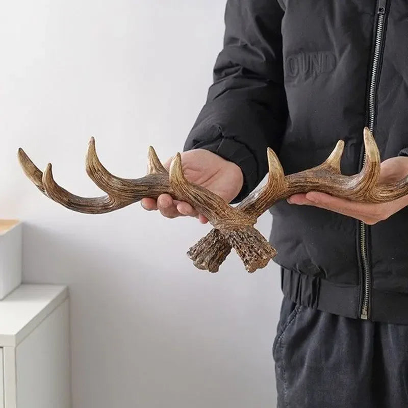 Wall Coat Rack Resin Antler Design 48.0 cm Rustic Hallway Storage Hook Decorative Hat Bag Organiser Entryway Accent | Thomler