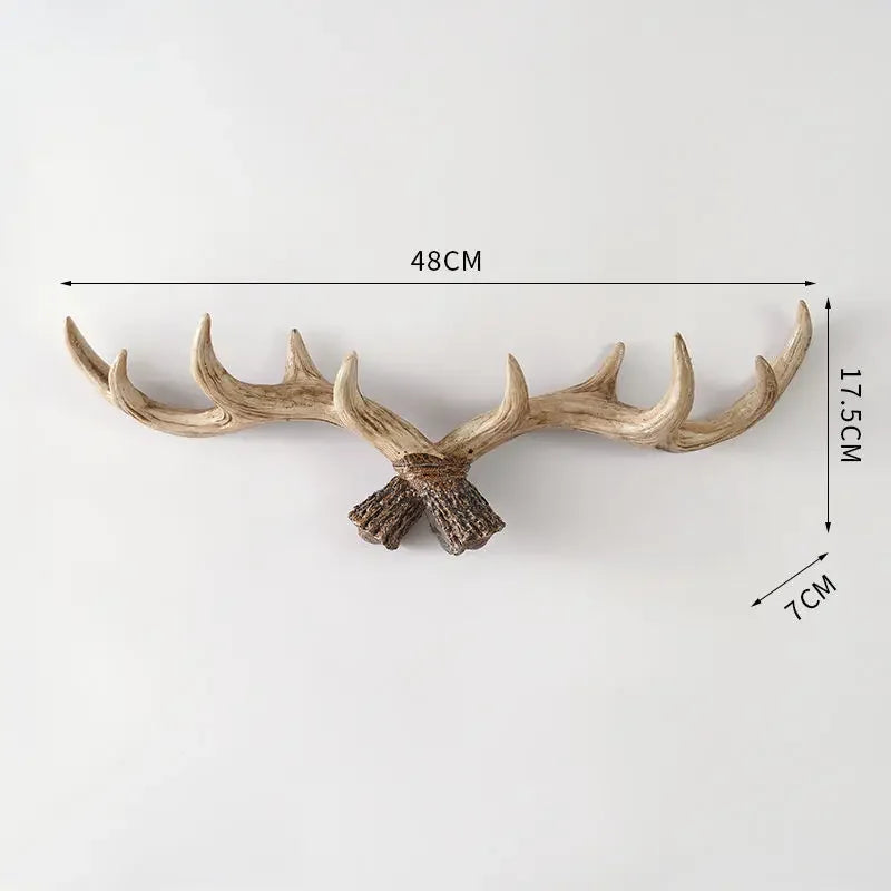Wall Coat Rack Resin Antler Design 48.0 cm Rustic Hallway Storage Hook Decorative Hat Bag Organiser Entryway Accent | Thomler