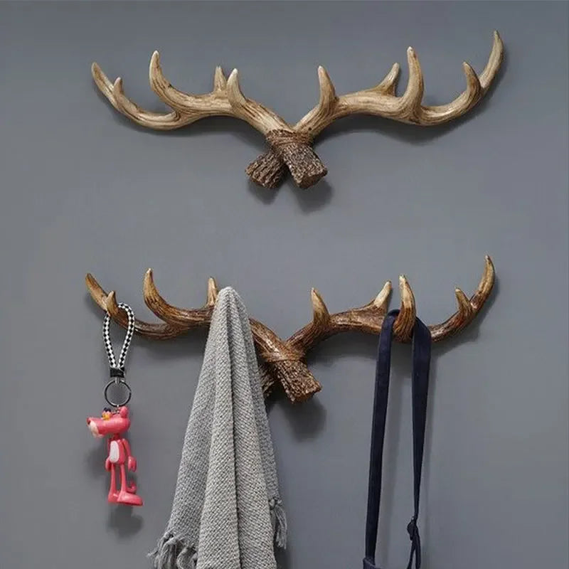 Wall Coat Rack Resin Antler Design 48.0 cm Rustic Hallway Storage Hook Decorative Hat Bag Organiser Entryway Accent | Thomler