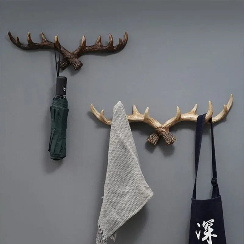 Wall Coat Rack Resin Antler Design 48.0 cm Rustic Hallway Storage Hook Decorative Hat Bag Organiser Entryway Accent | Thomler