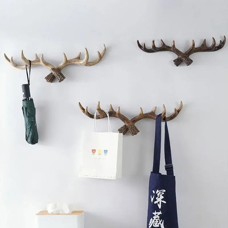 Wall Coat Rack Resin Antler Design 48.0 cm Rustic Hallway Storage Hook Decorative Hat Bag Organiser Entryway Accent | Thomler